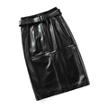 Genuine Leather High Waist Versatile Mid Skirt