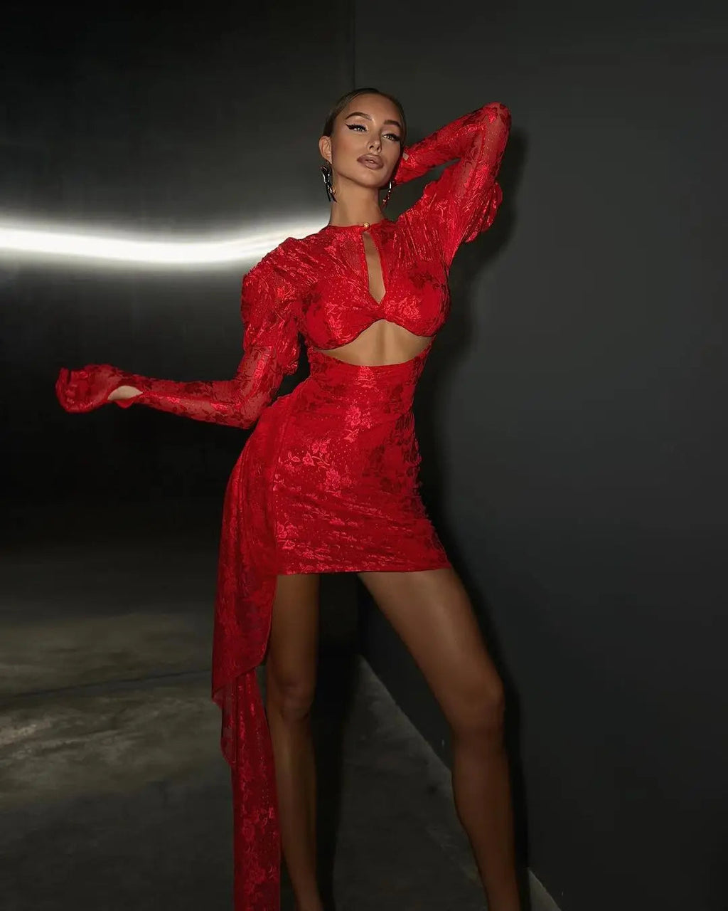 Lace Bodycon Holiday Party Mini Dress