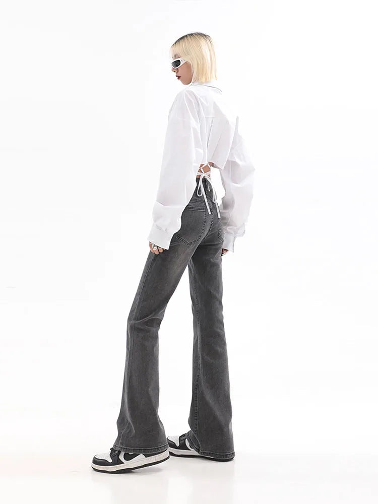 Retro High Waist Flare Street Sweat Jean
