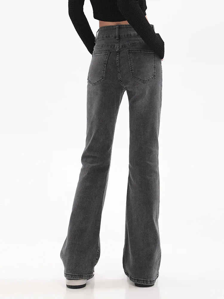 Retro High Waist Flare Street Sweat Jean