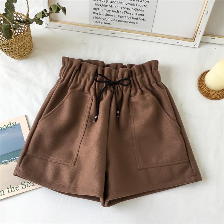 Woolen High Waist Wide Leg Cozy Short