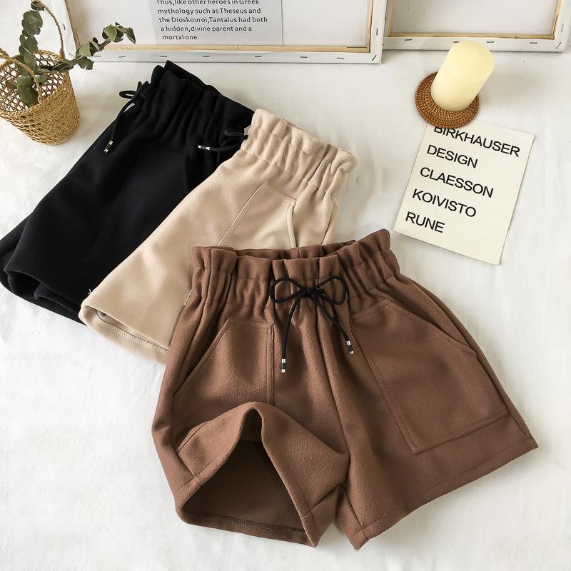 Woolen High Waist Wide Leg Cozy Short
