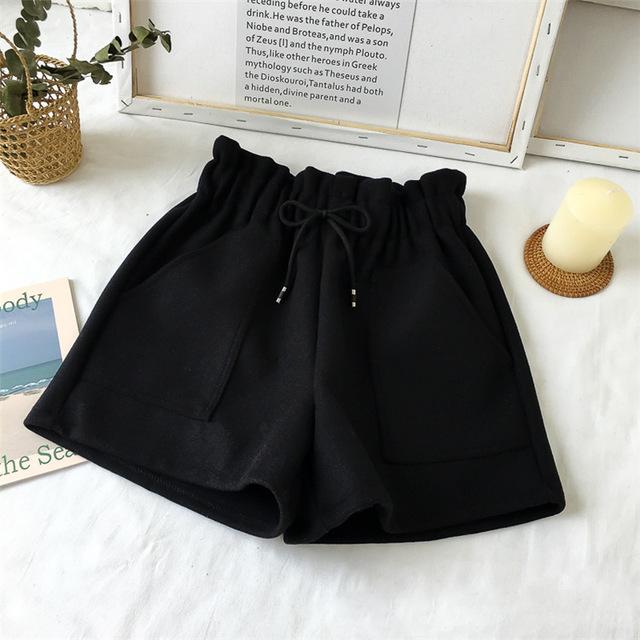 Woolen High Waist Wide Leg Cozy Short
