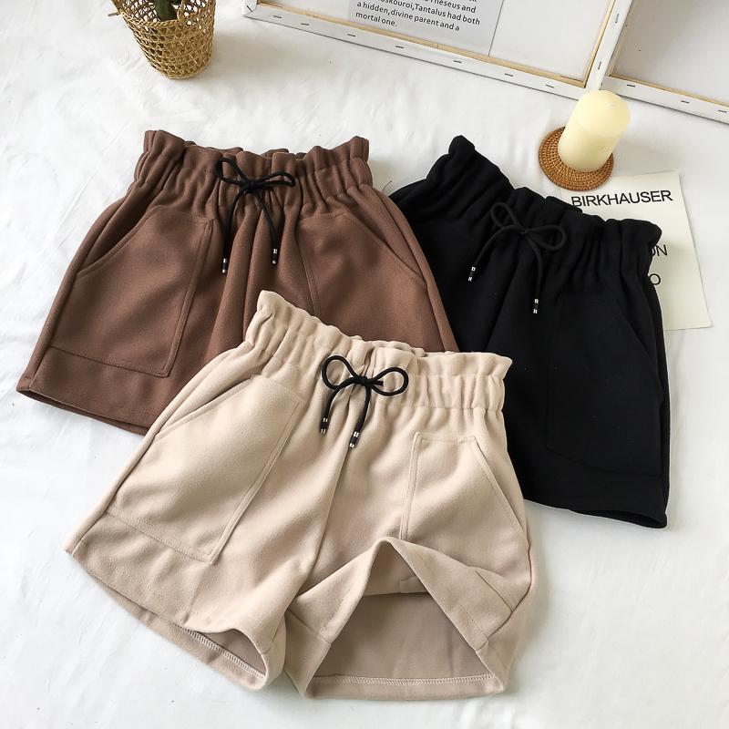 Woolen High Waist Wide Leg Cozy Short