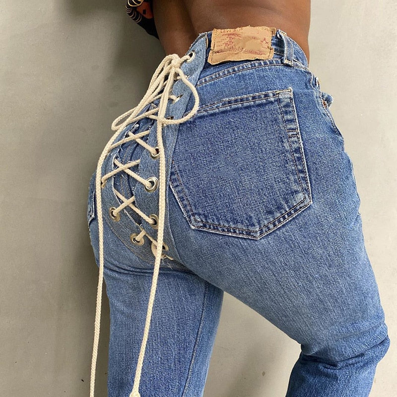 Bandage Lace Up Vintage Street Style Jean