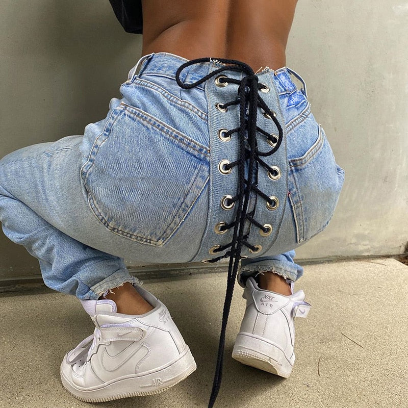 Bandage Lace Up Vintage Street Style Jean