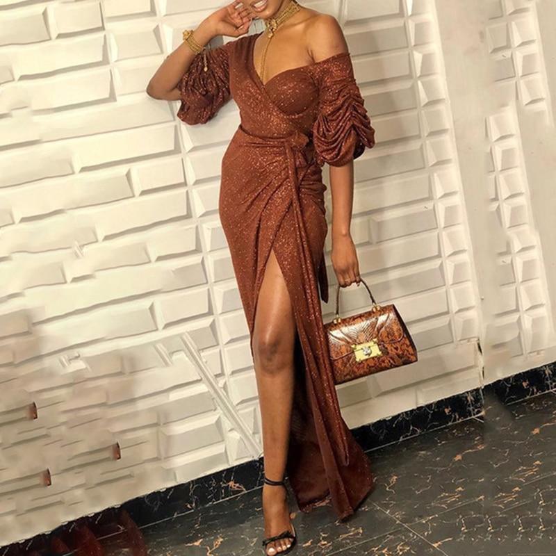 High Slit Long Wrap Maxi Dress