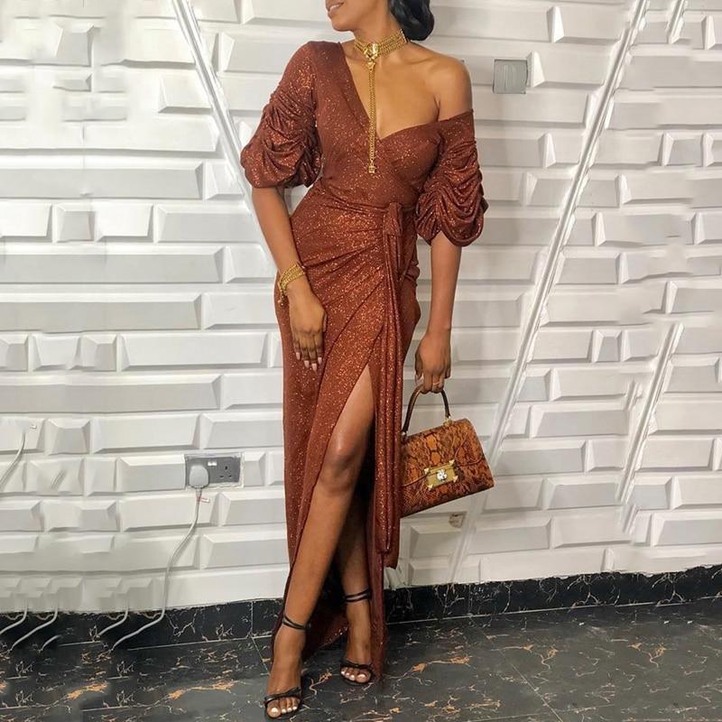 High Slit Long Wrap Maxi Dress