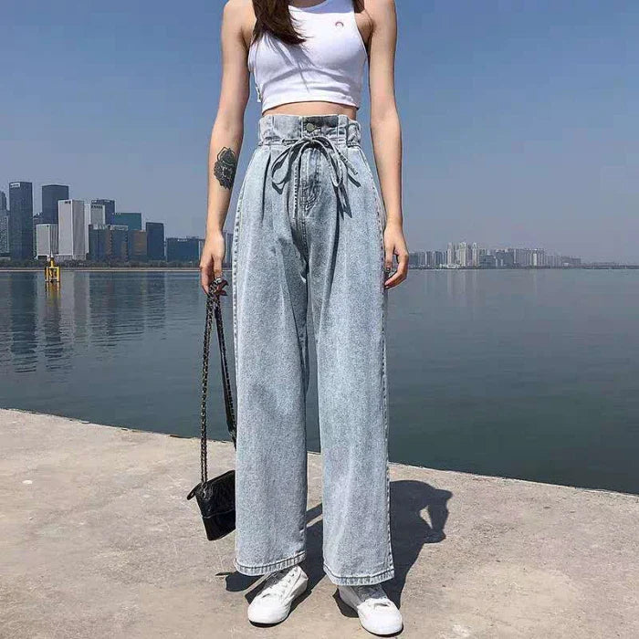 Straight Loose High Waist Draped Fit Jean