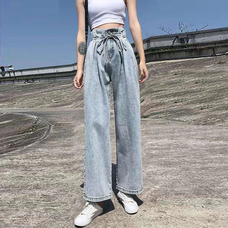 Straight Loose High Waist Draped Fit Jean