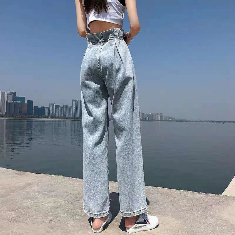 Straight Loose High Waist Draped Fit Jean