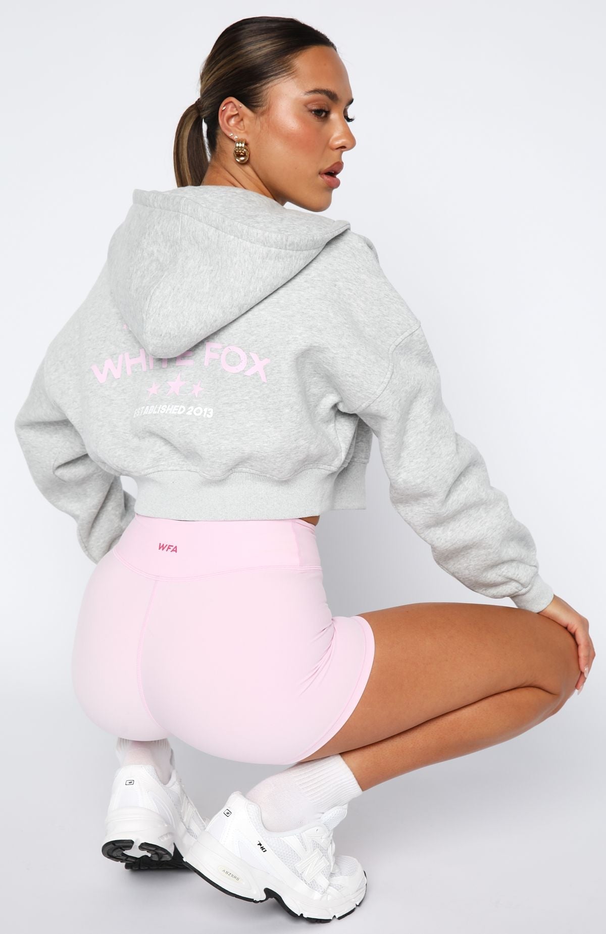 Love Game Cropped Dark Grey Marle Hoodie