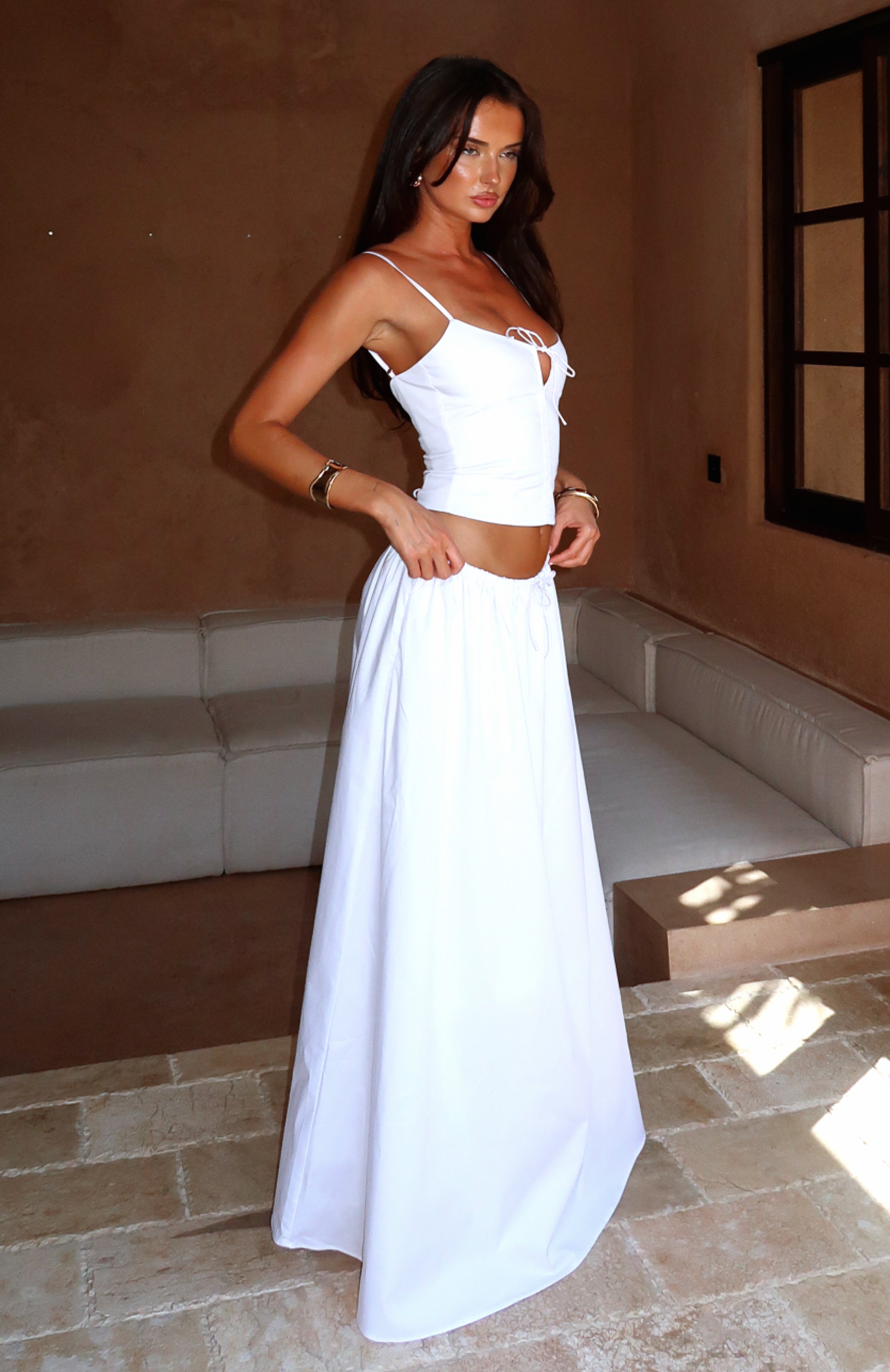 Too Shy Maxi Skirt White