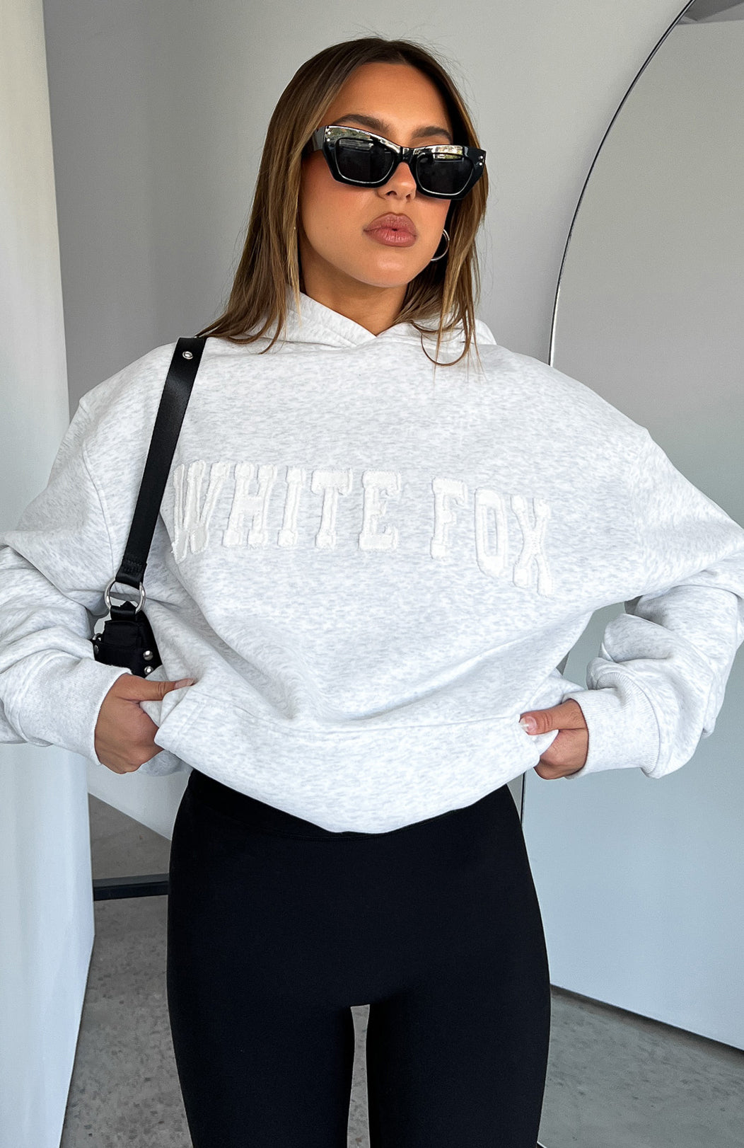 Shout Out Oversized Grey Marle Hoodie