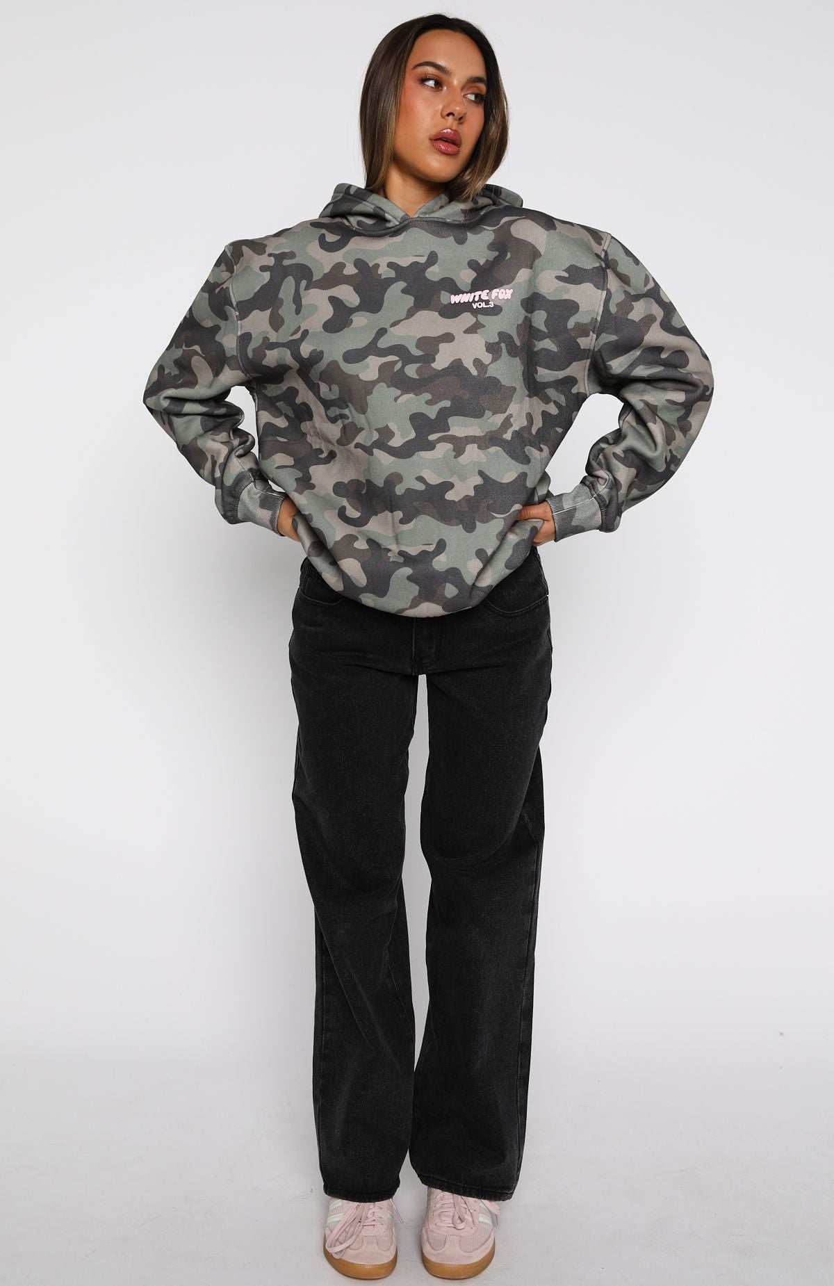 Offstage Printed Oversized Washed Camo Hoodie