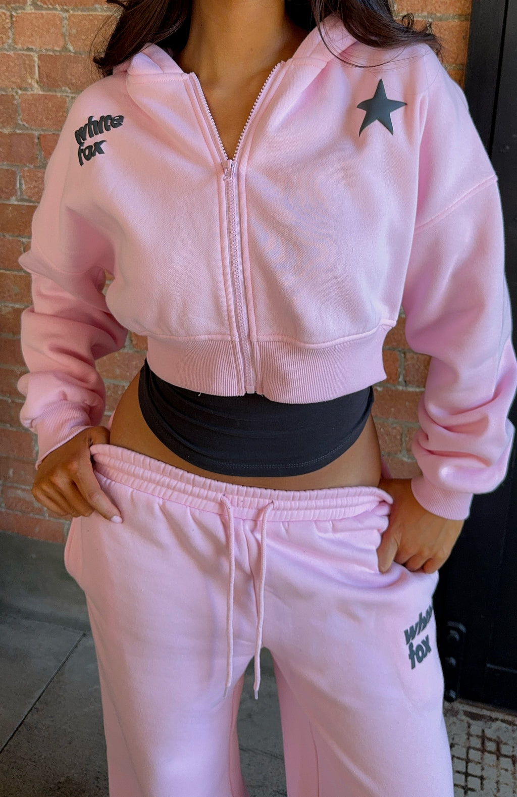 From Archives Charli Cropped Pink Hoodie