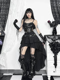 Steam Retro Gothic Pleated Hi-Low Lace Skirt