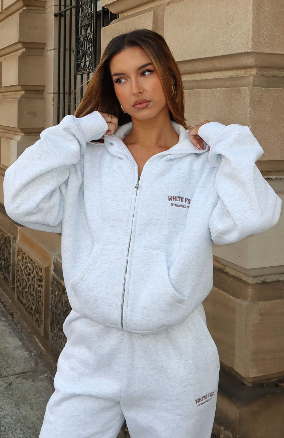 Can’t Miss Boxy Grey Marle Rose Gold Hoodie