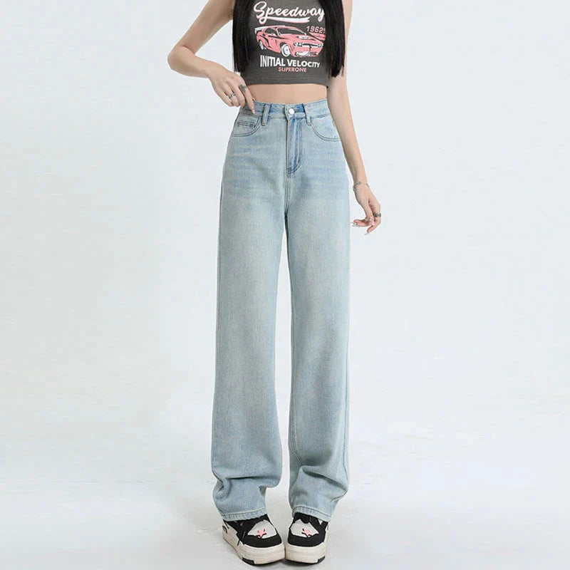 Pink Leather High Waist Loose Slim Jean