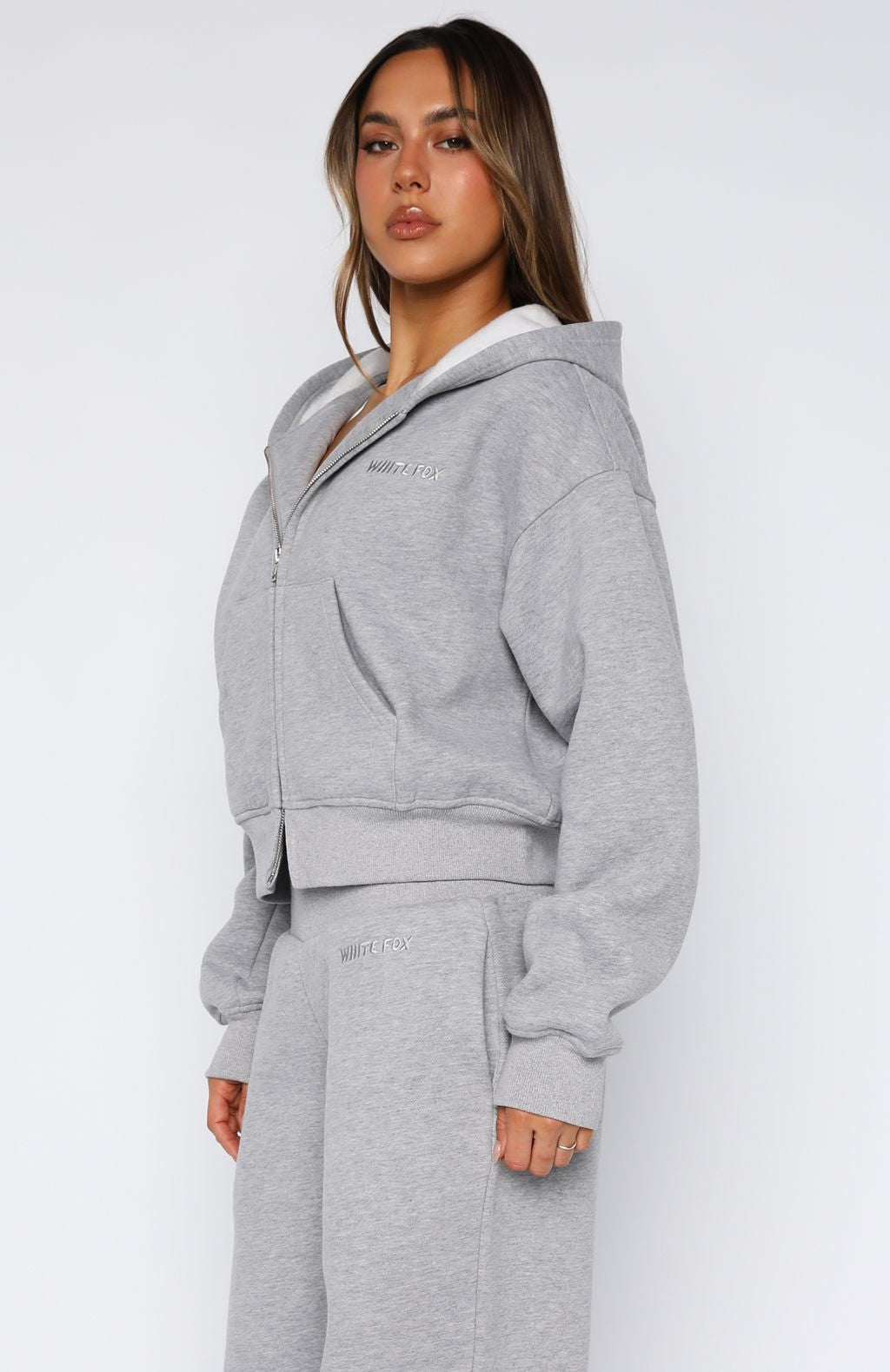 Come A Long Way Boxy Grey Marle Hoodie