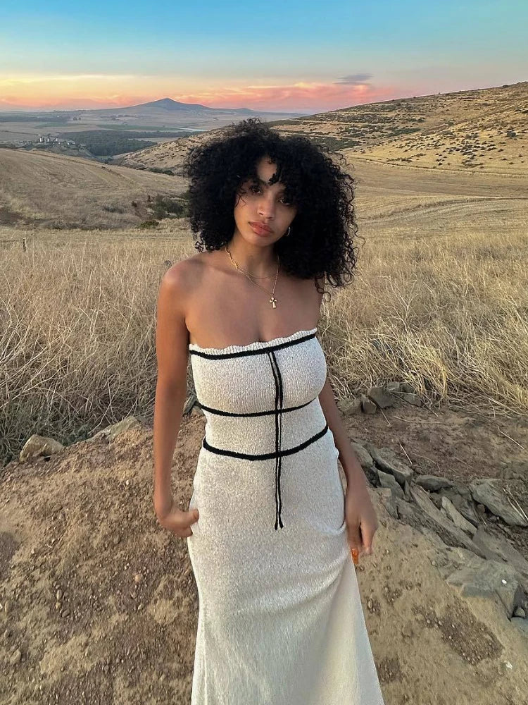 Strapless Backless Slim Knitted Summer Party Maxi Dress