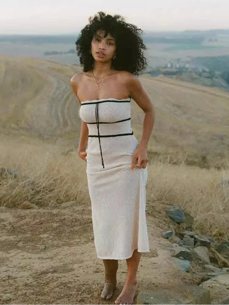 Strapless Backless Slim Knitted Summer Party Maxi Dress