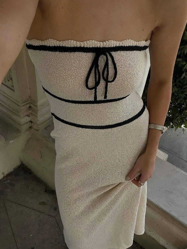 Strapless Backless Slim Knitted Summer Party Maxi Dress
