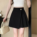 Korean High Waist A-line Mini Pleated Button Skirt