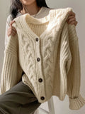 Loose Knit Cardigan Long Sleeve Sweater