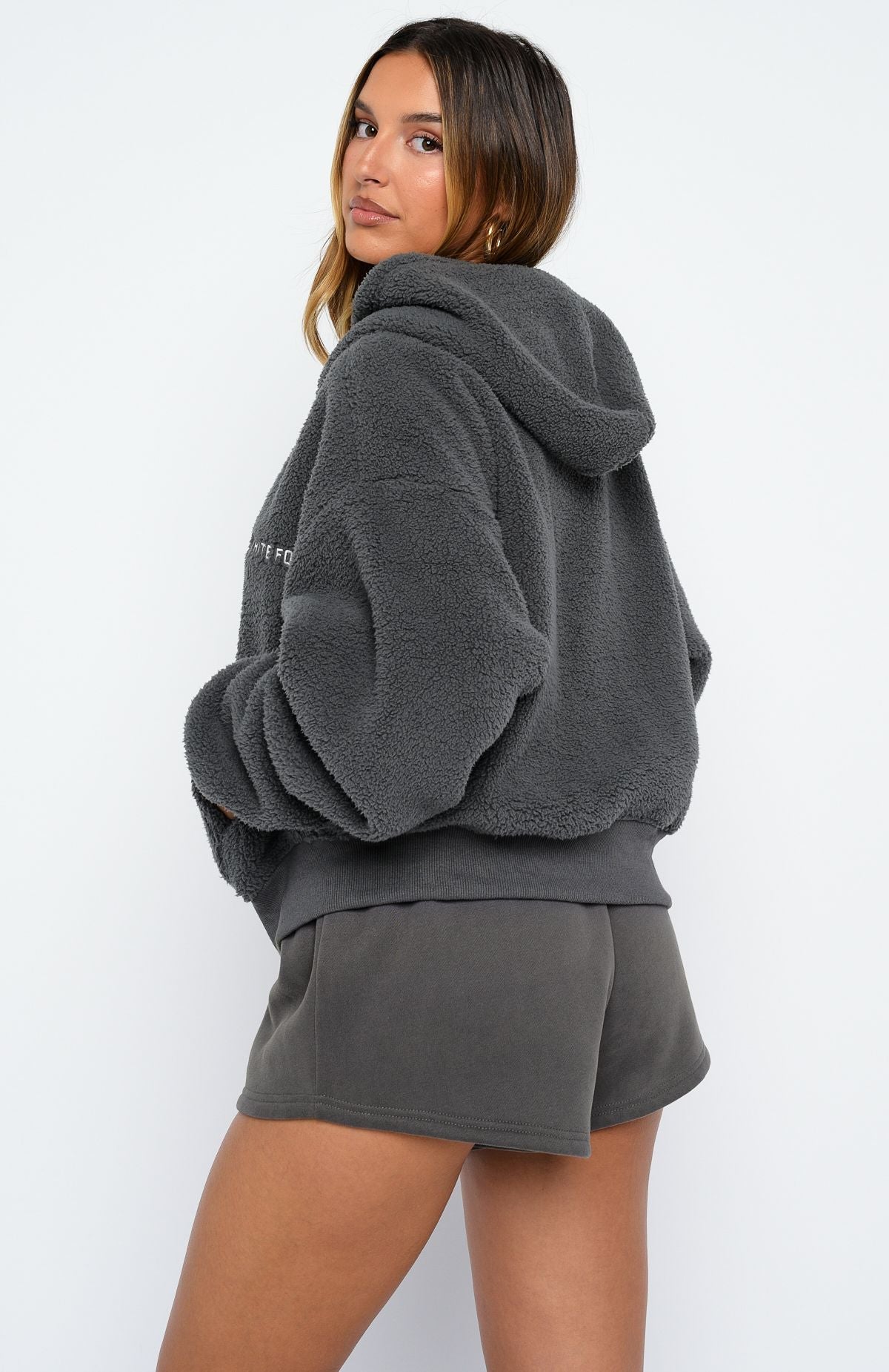 Always First Teddy Borg Boxy Charcoal Hoodie