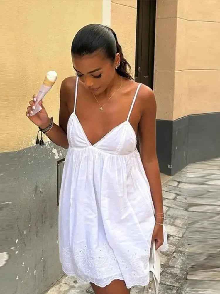 Lace-Up Sling Sleeveless V-Neck Backless Maxi Dress