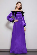 Bow Detail Long Sleeve Graceful Maxi Party Dress