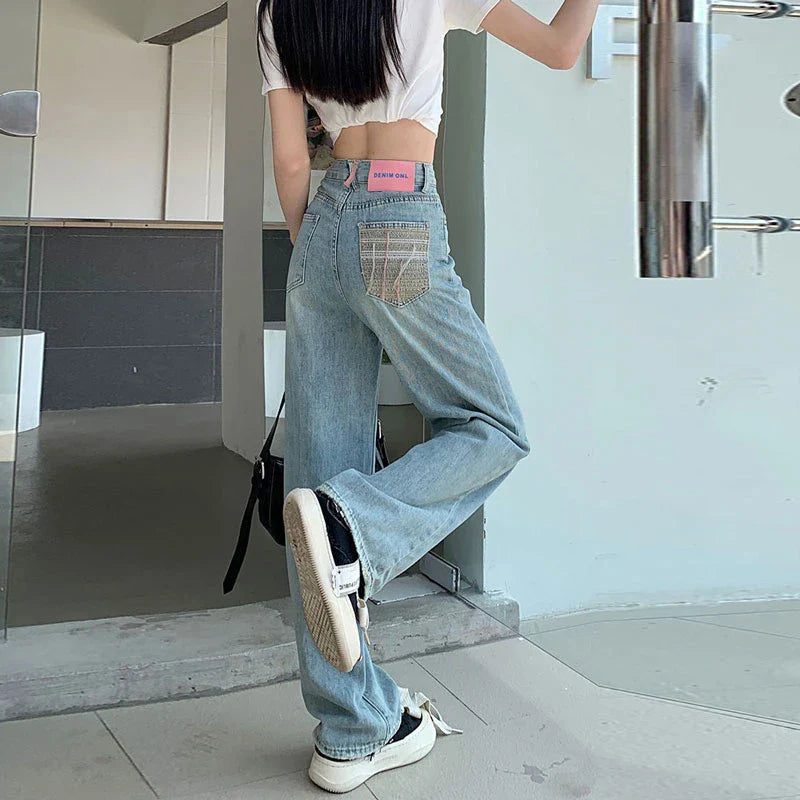 Embroidery Design High Waist Drag Jean