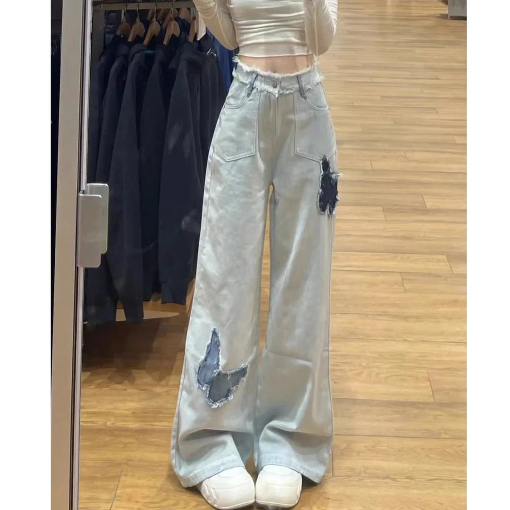 Butterfly High Waist Loose Straight Jean