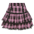 Purple Pink Plaid Lolita Pleated Mini Dress