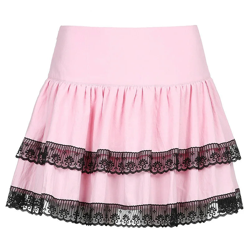 Lolita Purple Pink Plaid Pleated Gothic Skirt