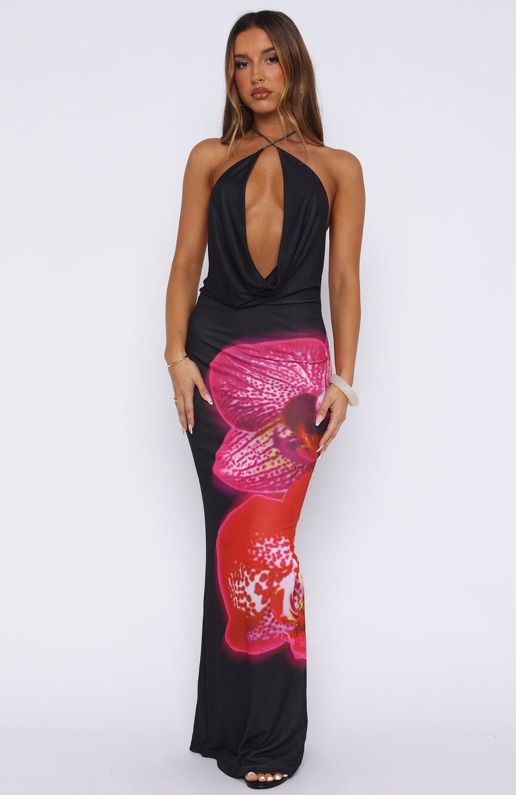 Dancing In Ibiza Fuchsia Bloom Maxi Dress
