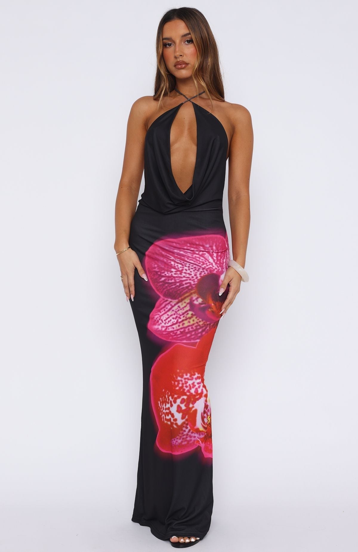 Dancing In Ibiza Fuchsia Bloom Maxi Dress