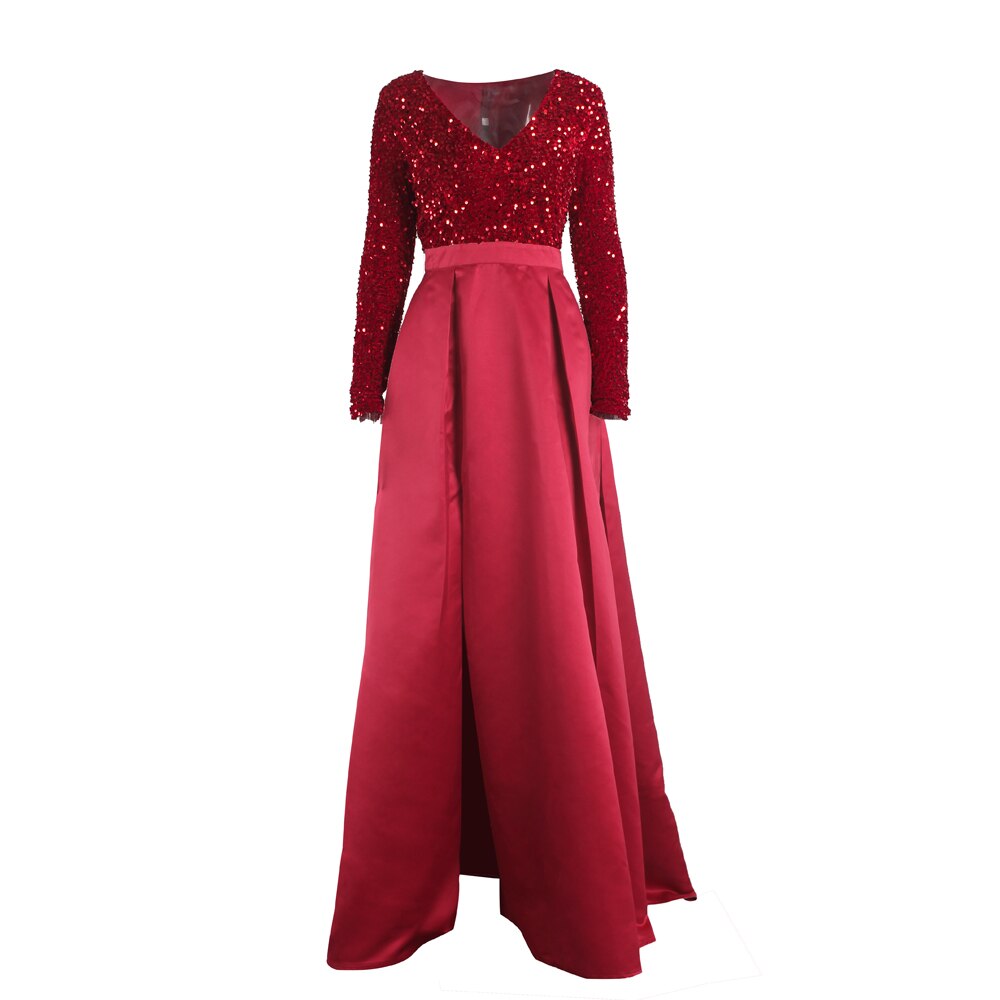 Black Sequin Patchwork Prom Maxi Dress