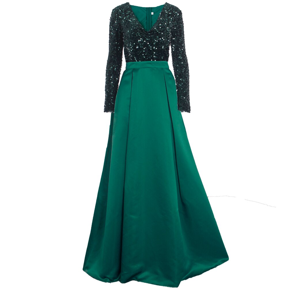 Black Sequin Patchwork Prom Maxi Dress
