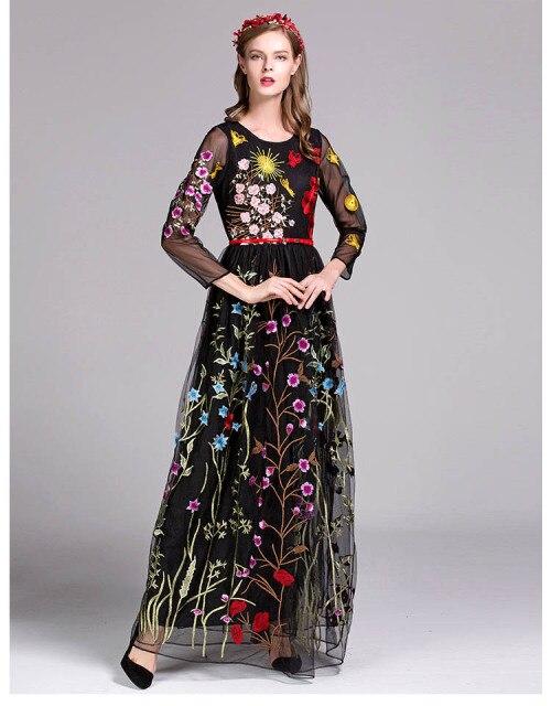Layered Embroidered Floral Maxi Dress