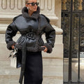 Patch Thick Warm Leather Coat