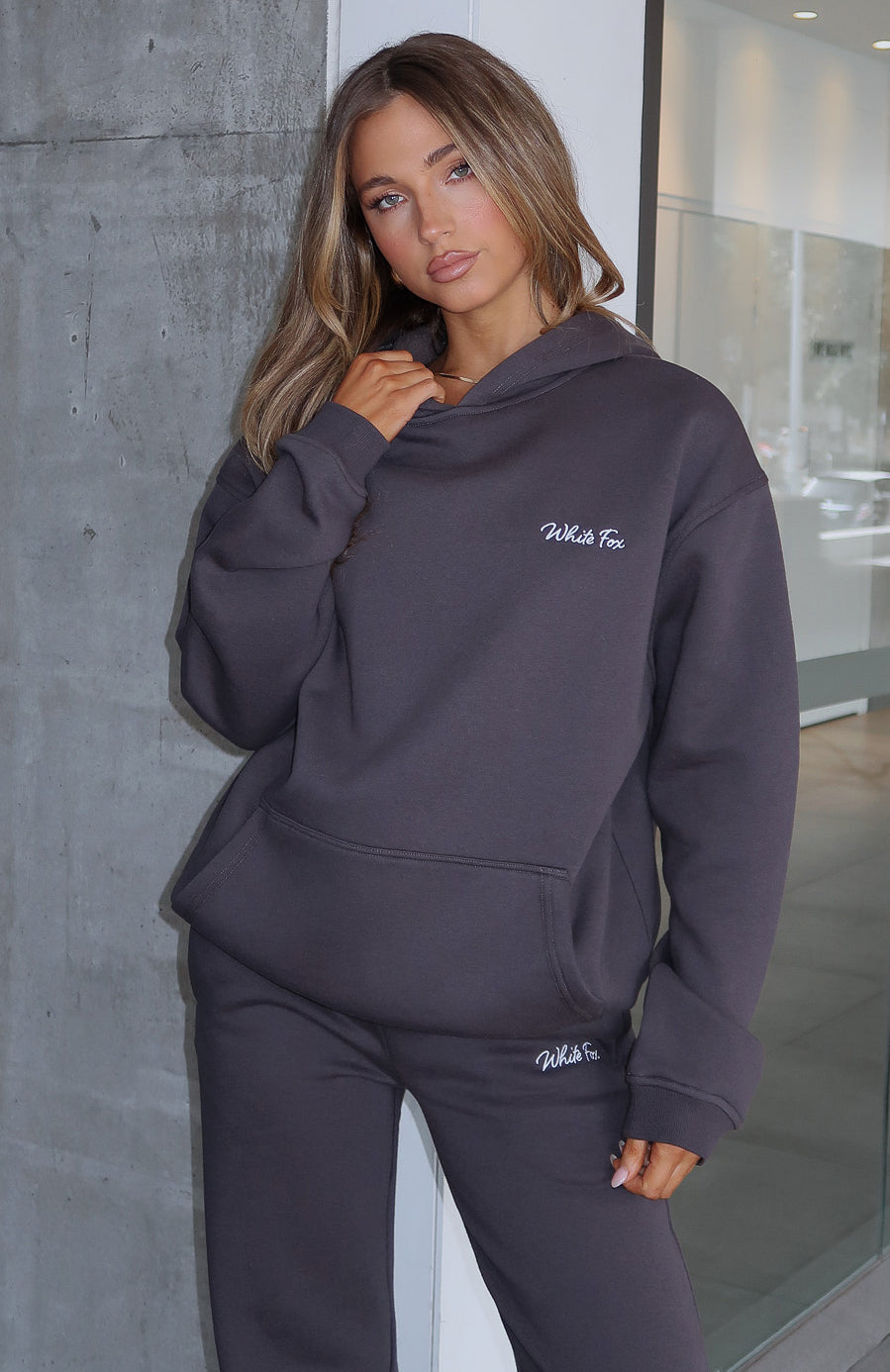Match Words Oversized Charcoal Hoodie