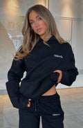 Match Words Oversized Black Hoodie