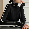 Turtleneck Striped Refined Knit Sweater