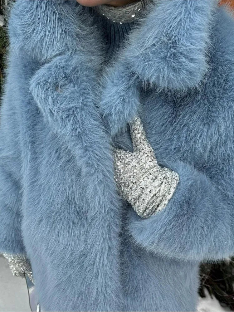 Mid-Length Faux Fur Soft Coat