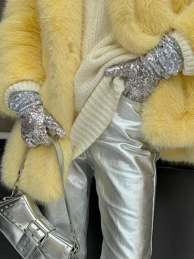 Mid-Length Faux Fur Soft Coat