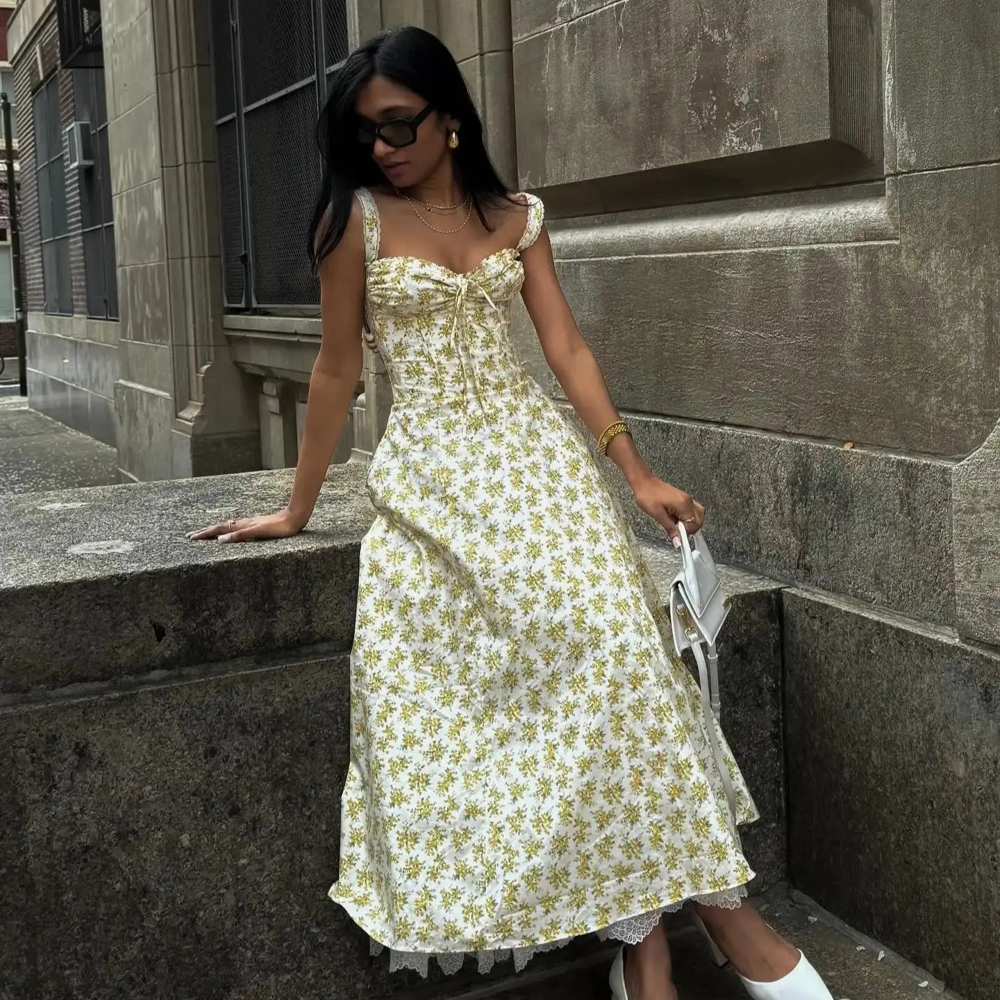 Graceful Printed Summer Midi Floral Dress