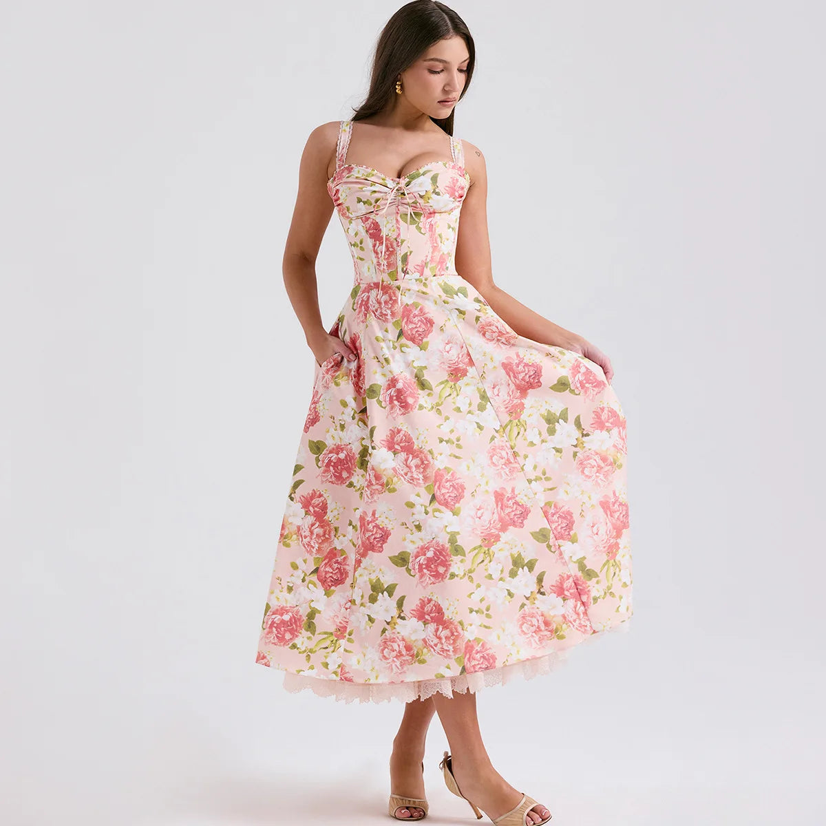 Graceful Printed Summer Midi Floral Dress