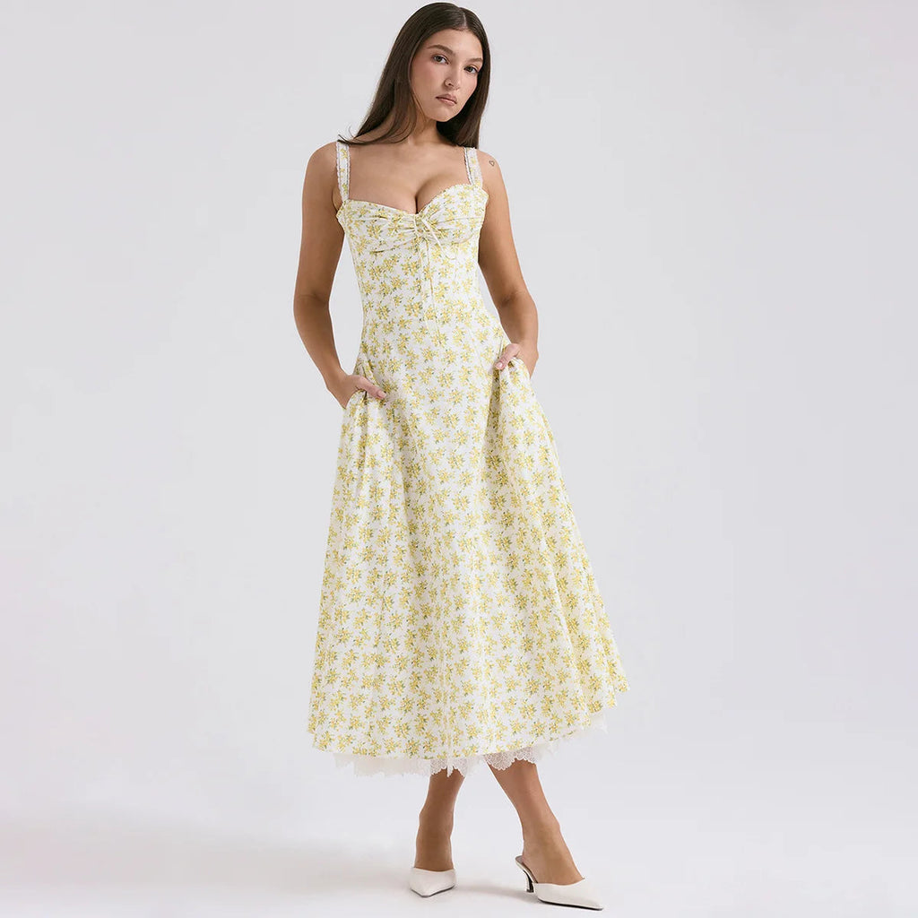 Graceful Printed Summer Midi Floral Dress